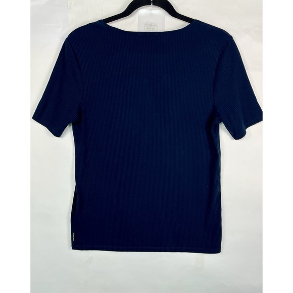 Scotch & Soda Maison Square Neck Ribbed Knit Top Navy Blue Sz L Basic Layer - Picture 8 of 8